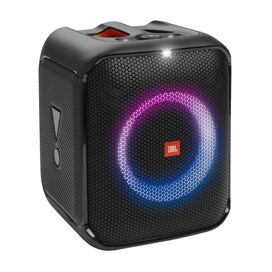 JBL Partybox Encore Essential - Black - Portable party speaker with powerful 100W sound, built-in dynamic light show, and splash proof design. - Hero