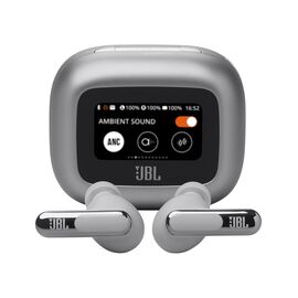 JBL Live Beam 3 - Silver - True wireless noise-cancelling closed-stick earbuds - Hero JBL Live Beam 3 - Silver - True wireless noise-cancelling closed-stick earbuds - Hero