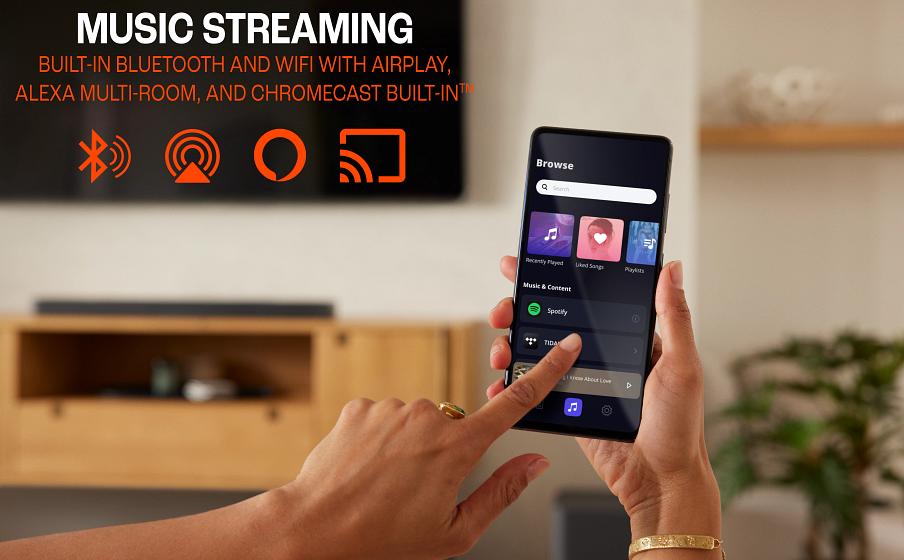 Wifi integrado con AirPlay, Alexa Multi-Room Music y Chromecast built-in™